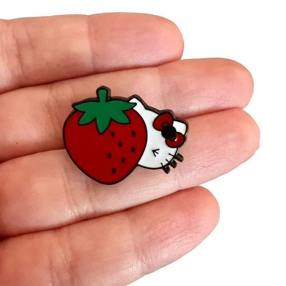 Strawberry Kitty Enamel Pin